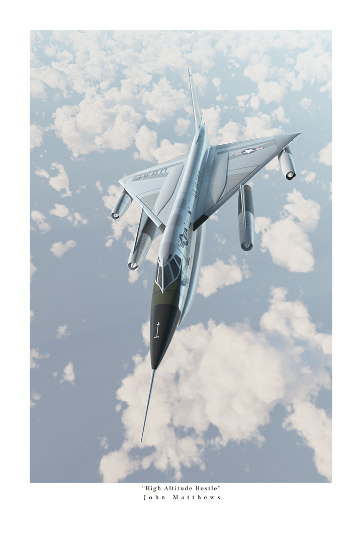 "High Altitude Hustle" featuring the Convair B-58 Hustler by John Matthews.