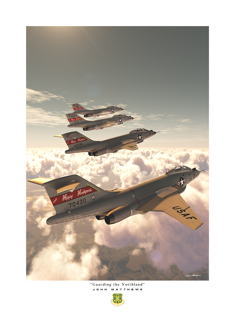 "Guarding the Northland," featuring McDonnell F-101B Voodoos of the 119th Fighter Wing, "The Happy Hooligans."
